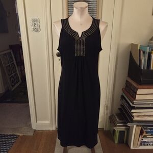 Liz Claiborne Black Sleeveless Midi Dress With Metal Stud Design